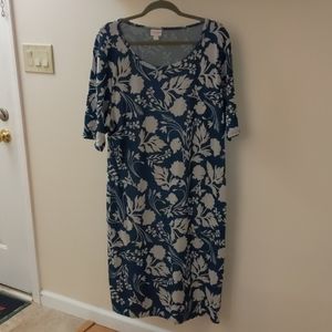 Plus size 3x LulaRoe teal and cream floral Julia